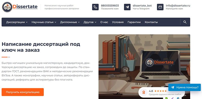 Внешний вид компании Dissertate